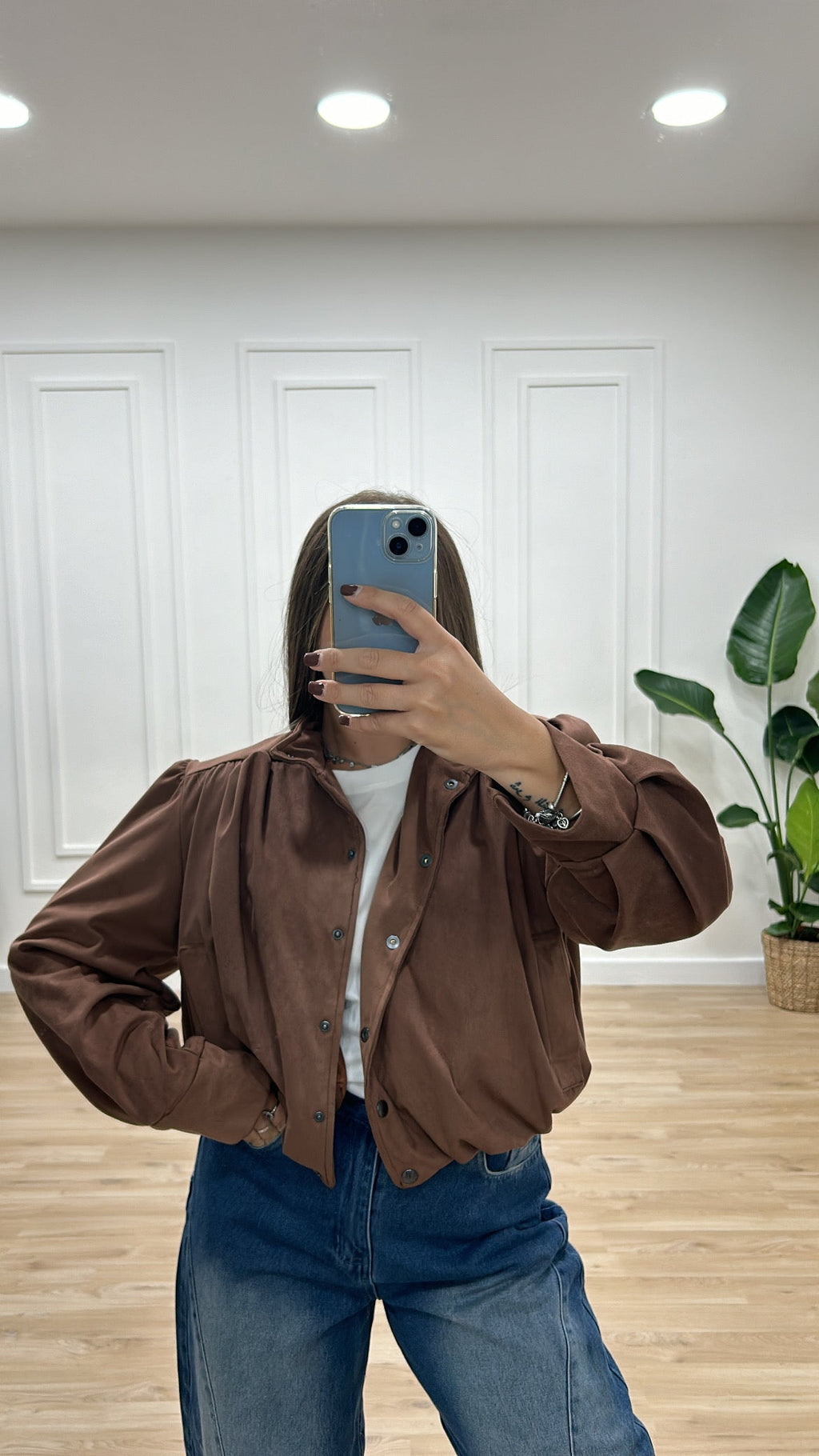 Bomber scamosciato marrone