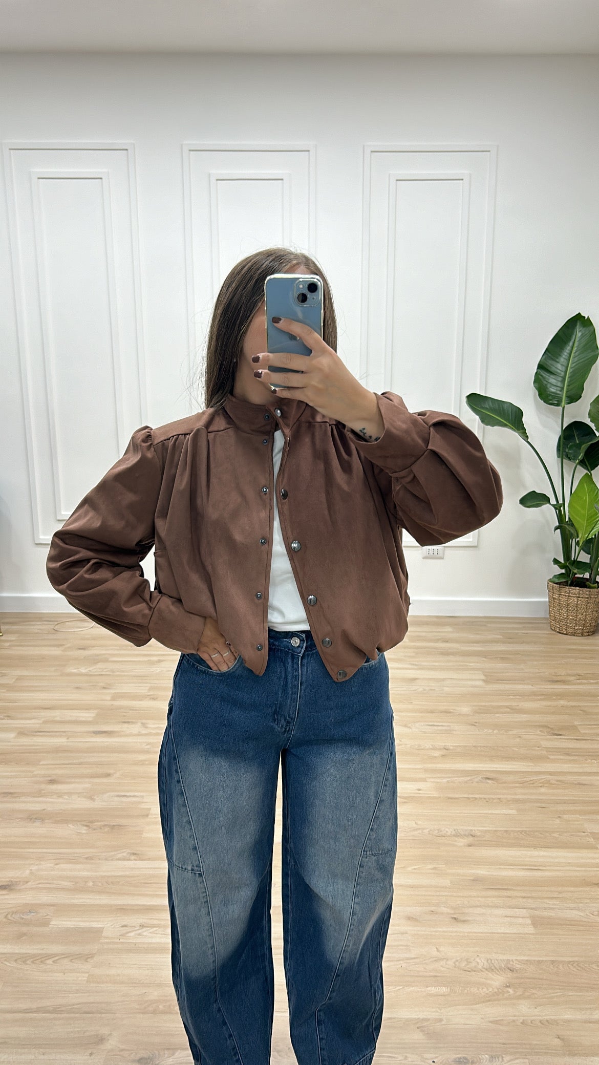 Bomber scamosciato marrone