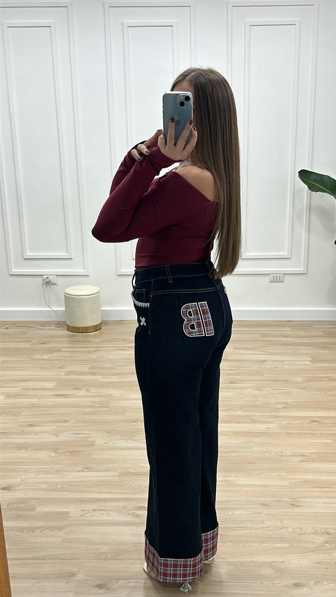 Jeans piegone quadri